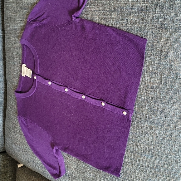 Pure new wool short sleeve cardigan with pearl look buttons size XL - Picture 4 of 6